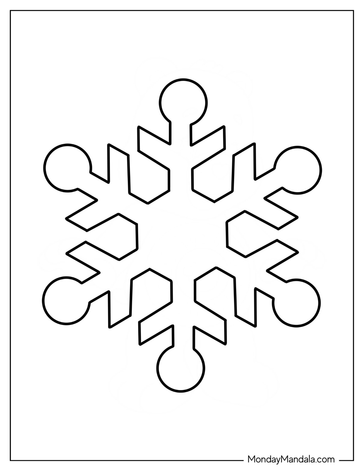 Stellar Snowflake Coloring Page With Round Tips coloring page