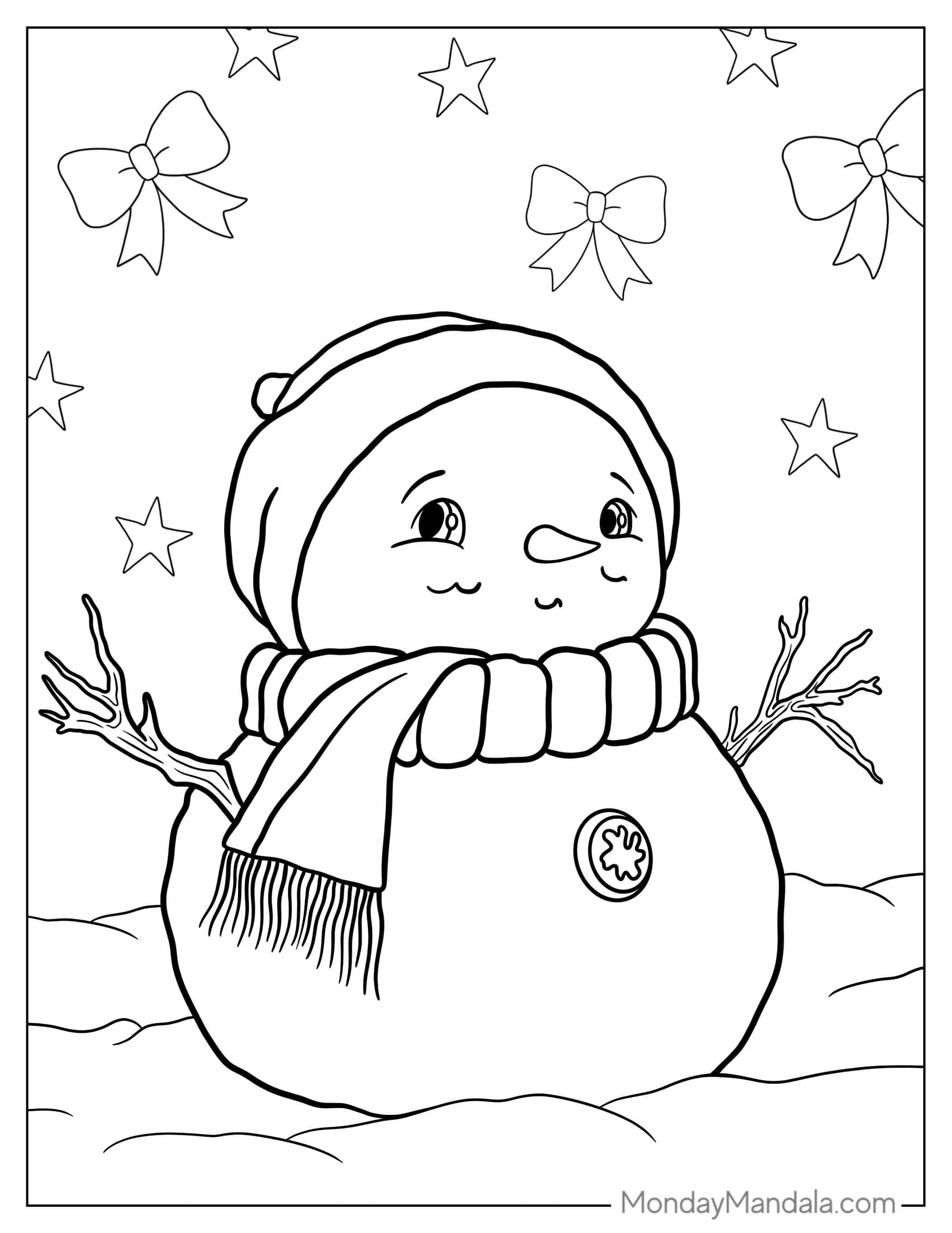 Cute Baby Snowman Coloring Page coloring page — printable line art