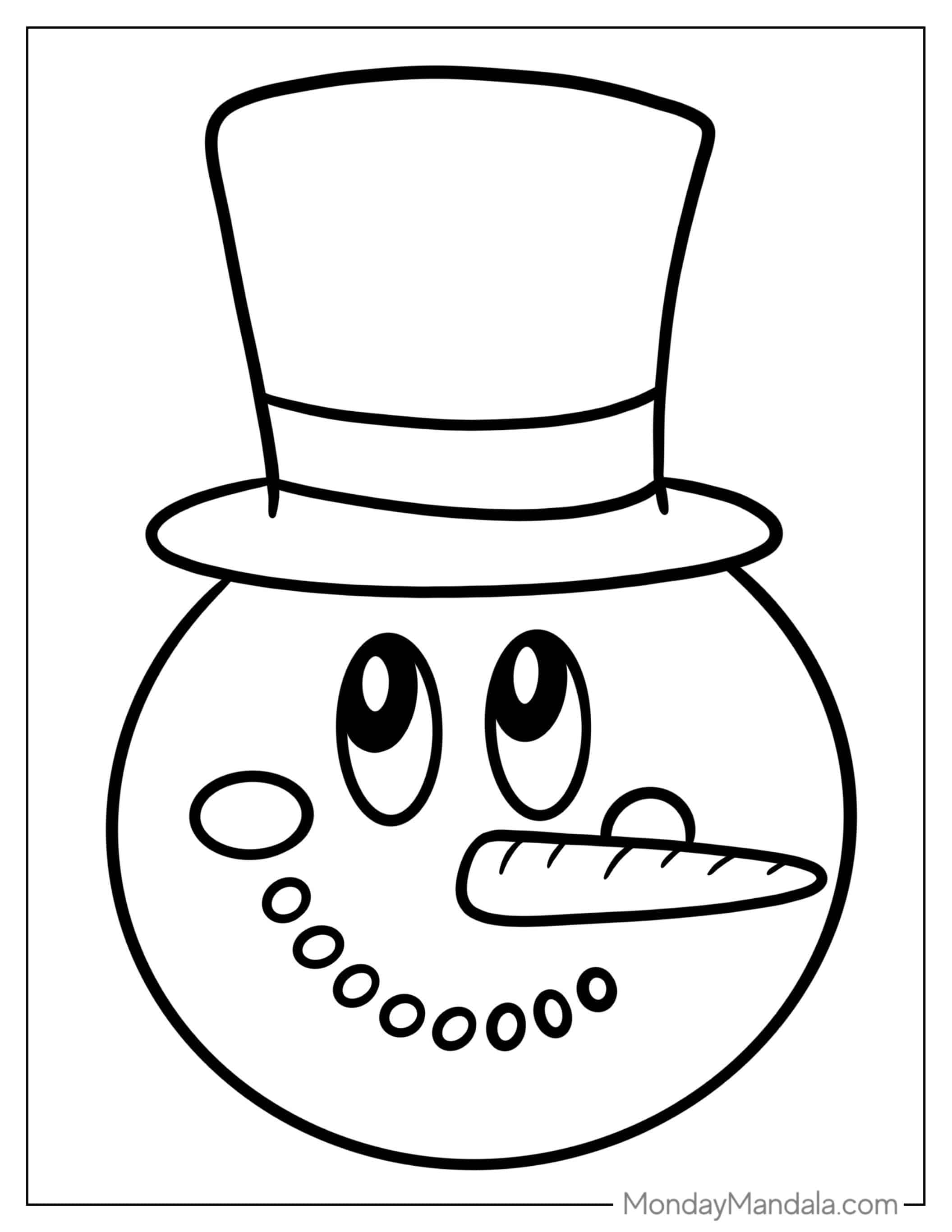 Easy Snowman Face To Color For Preschoolers coloring page