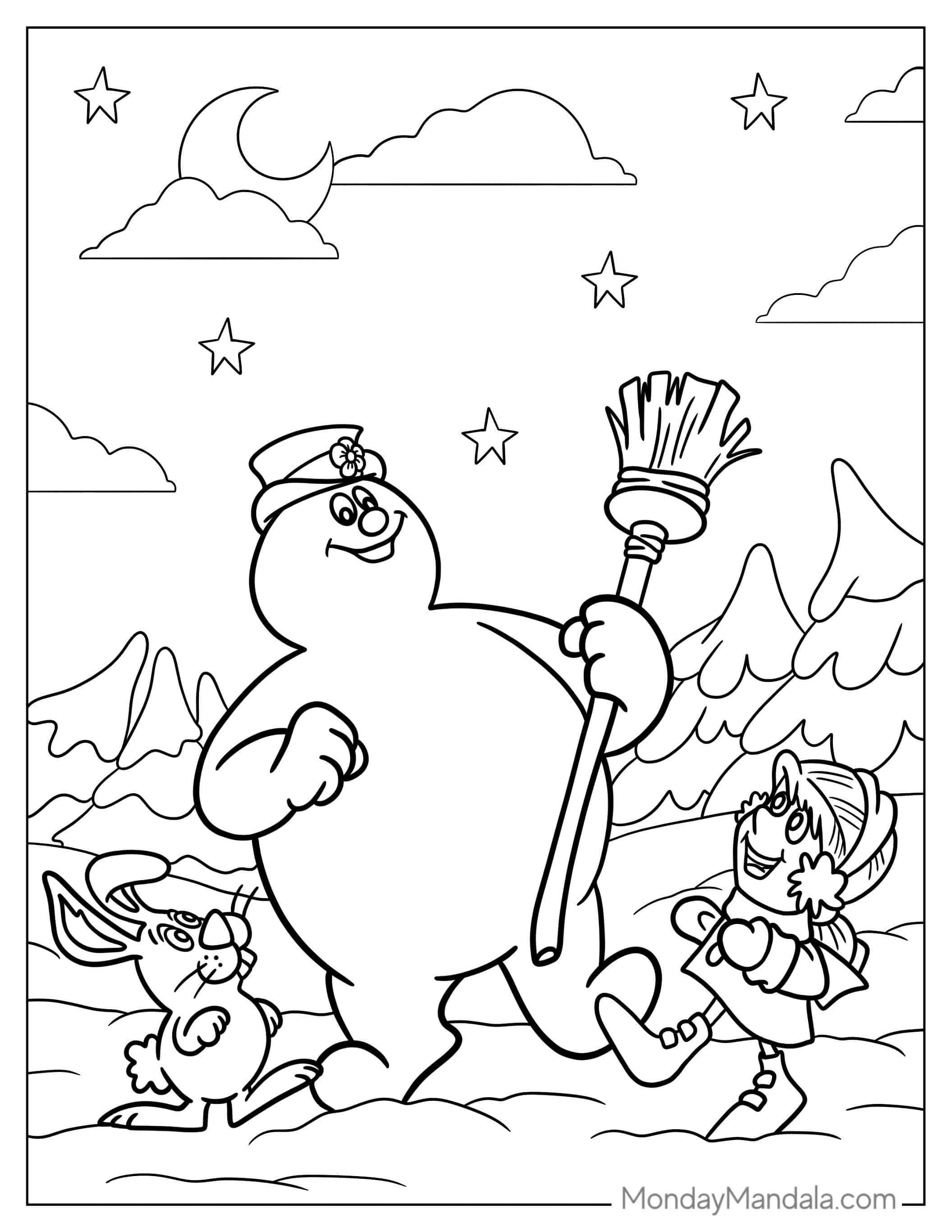 Frosty The Snowman Coloring Page coloring page — printable line art