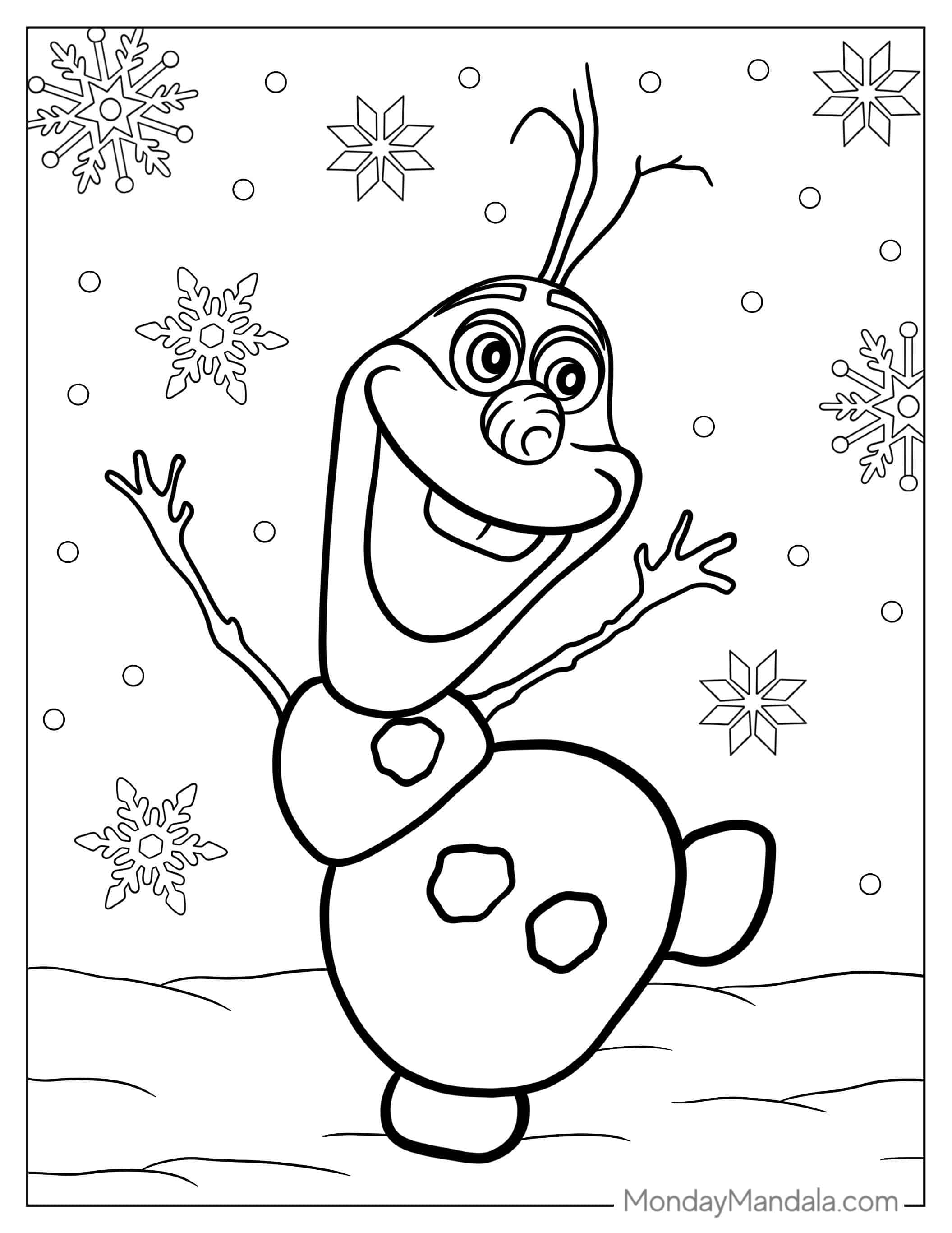 Olaf The Snowman To Color coloring page — printable line art