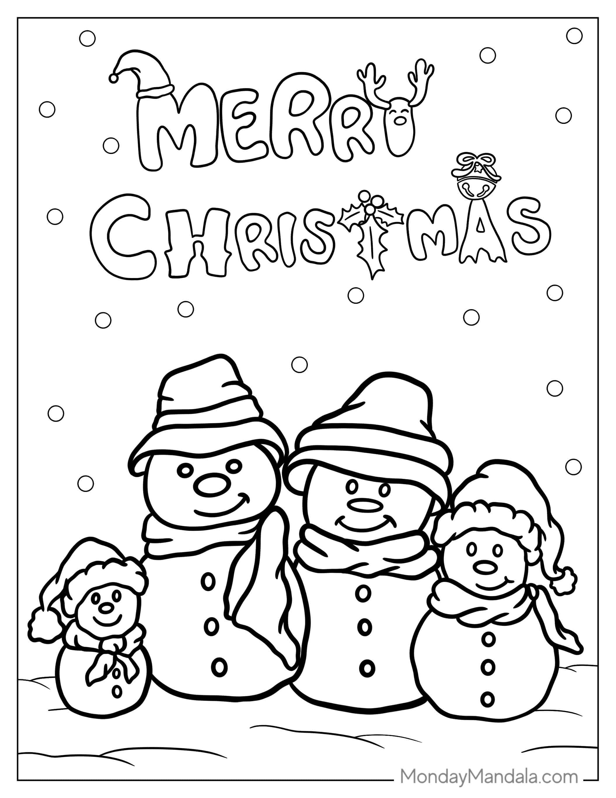 Snowman Family Coloring Sheet coloring page — printable line art
