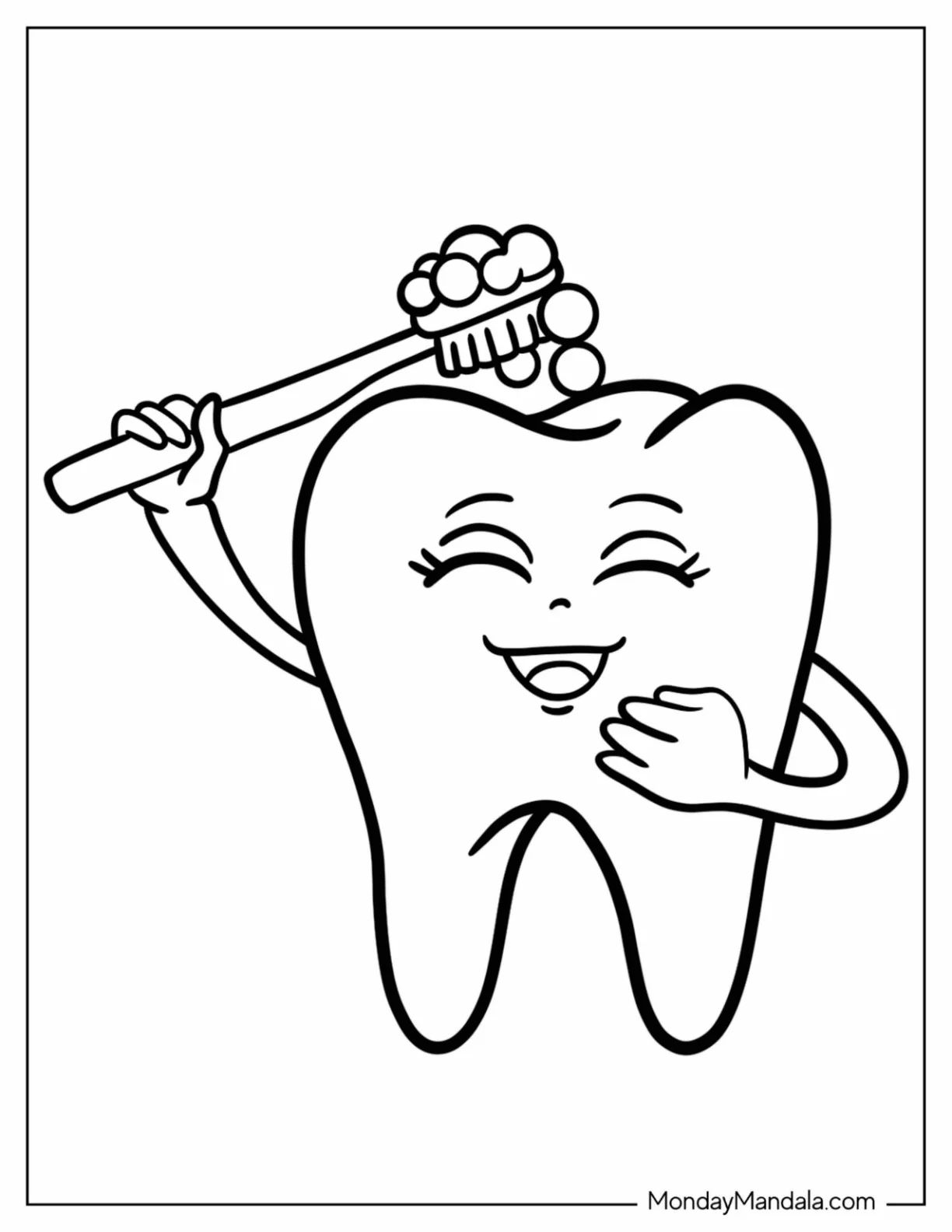 Dentist Coloring Page Of Brushing Itself For Preschoolers coloring page