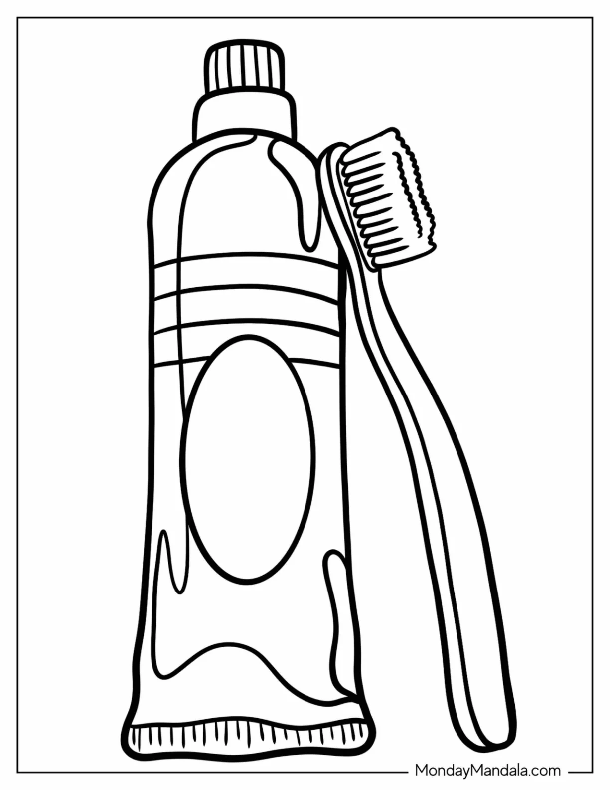 Dentist Coloring Page Of Toothbrush Leaning On A Huge Tube Of Toothpaste coloring page