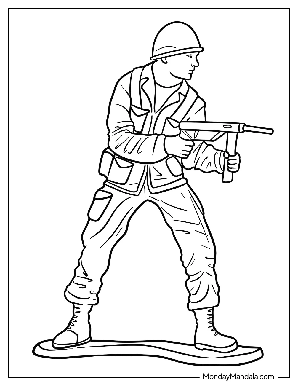 Classic Toy Soldier Coloring Page Aiming Gun coloring page