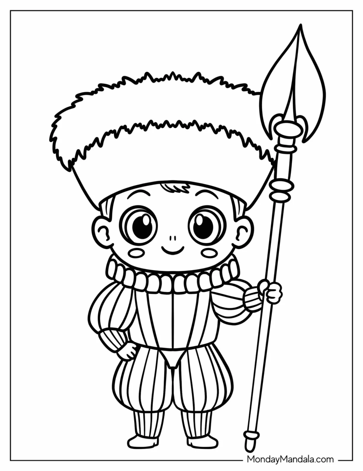 King's Guard Soldier Coloring Page With a Spear coloring page