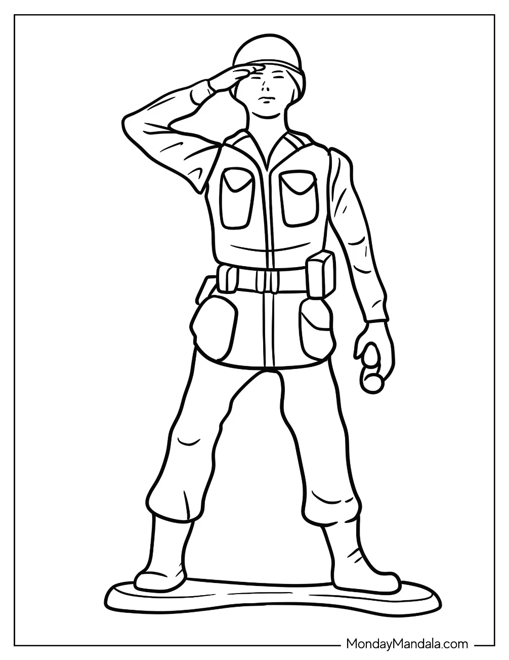 Plastic Toy Soldier Coloring Page Saluting coloring page