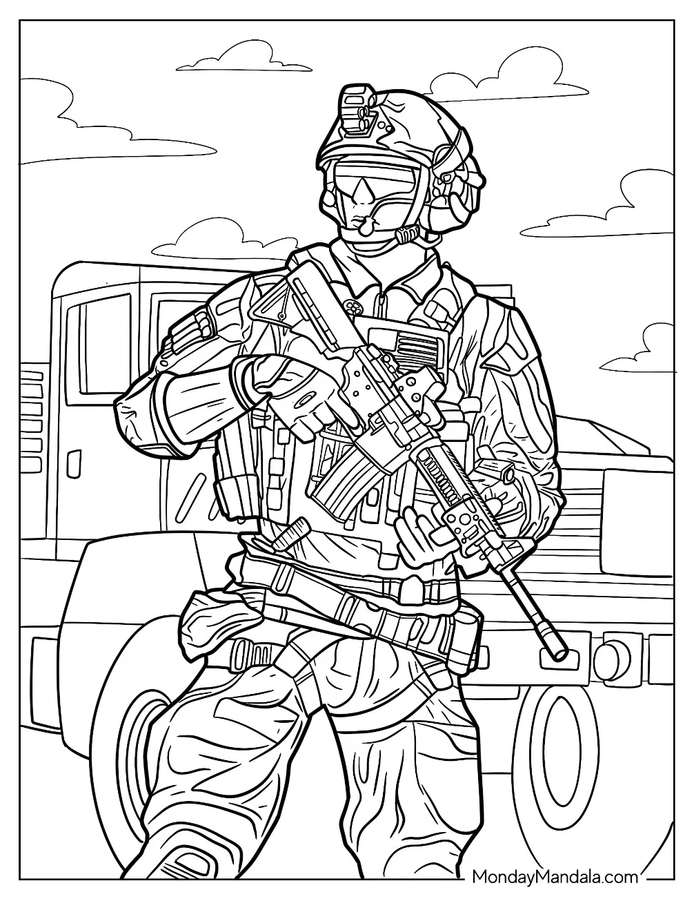 Realistic Special Operation Forces Soldier Coloring Page coloring page