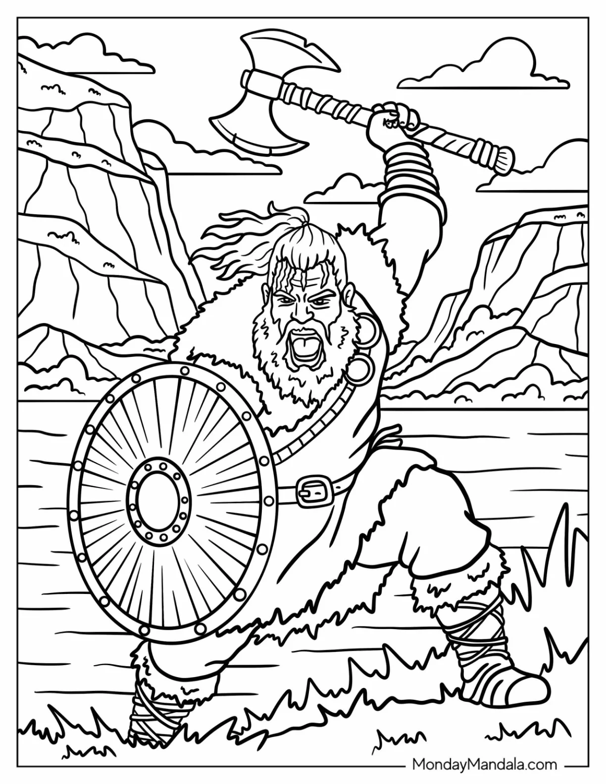 Viking Soldier Coloring Page Making a Battle Cry coloring page