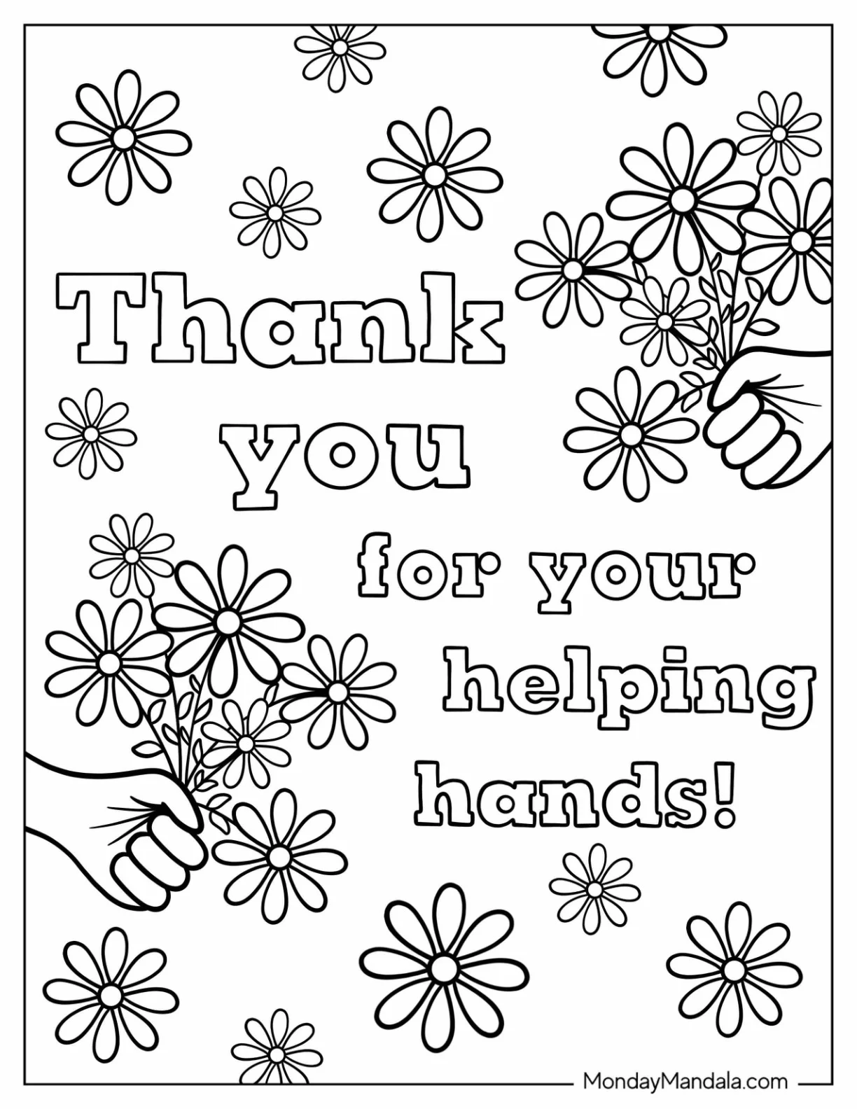 Thank You Coloring Page For Your Helping Hands coloring page