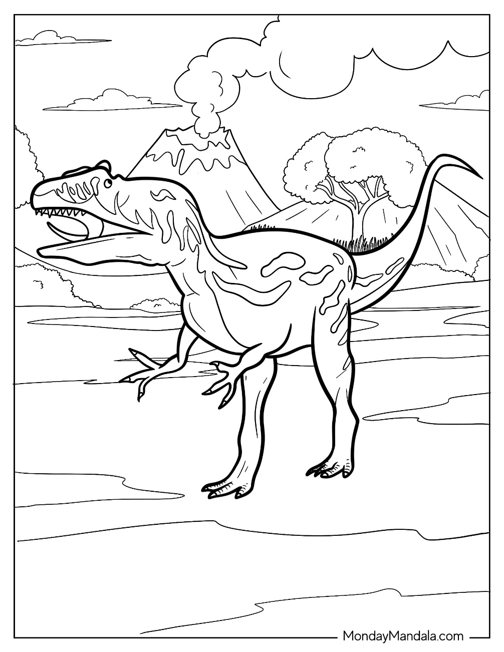 Cartoon Allosaurus Coloring Page For Kids coloring page