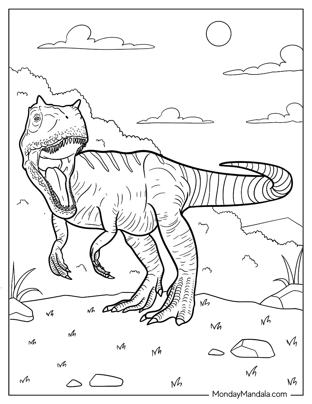 Scary Realistic Allosaurus Coloring Page coloring page