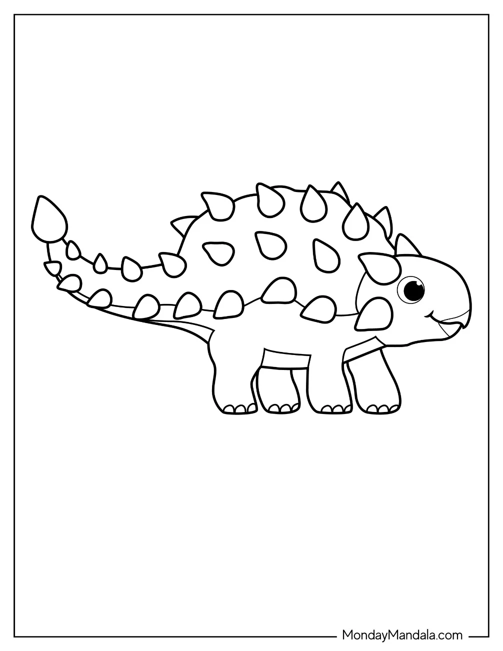 Kawaii Ankylosaurus Coloring Page Outline For Kids coloring page