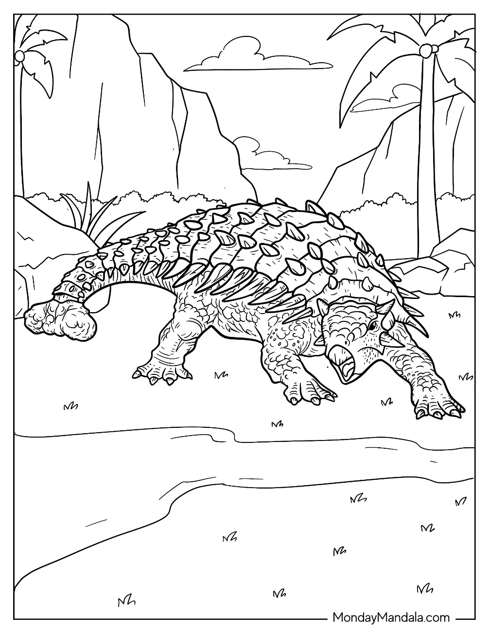 Roaring Ankylosaurus Coloring Page coloring page