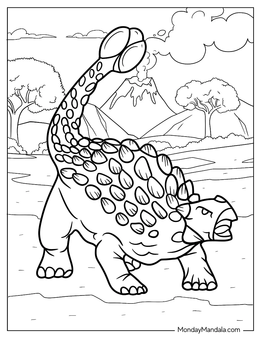 Simple Ankylosaurus Coloring Page Roaring For Kids coloring page