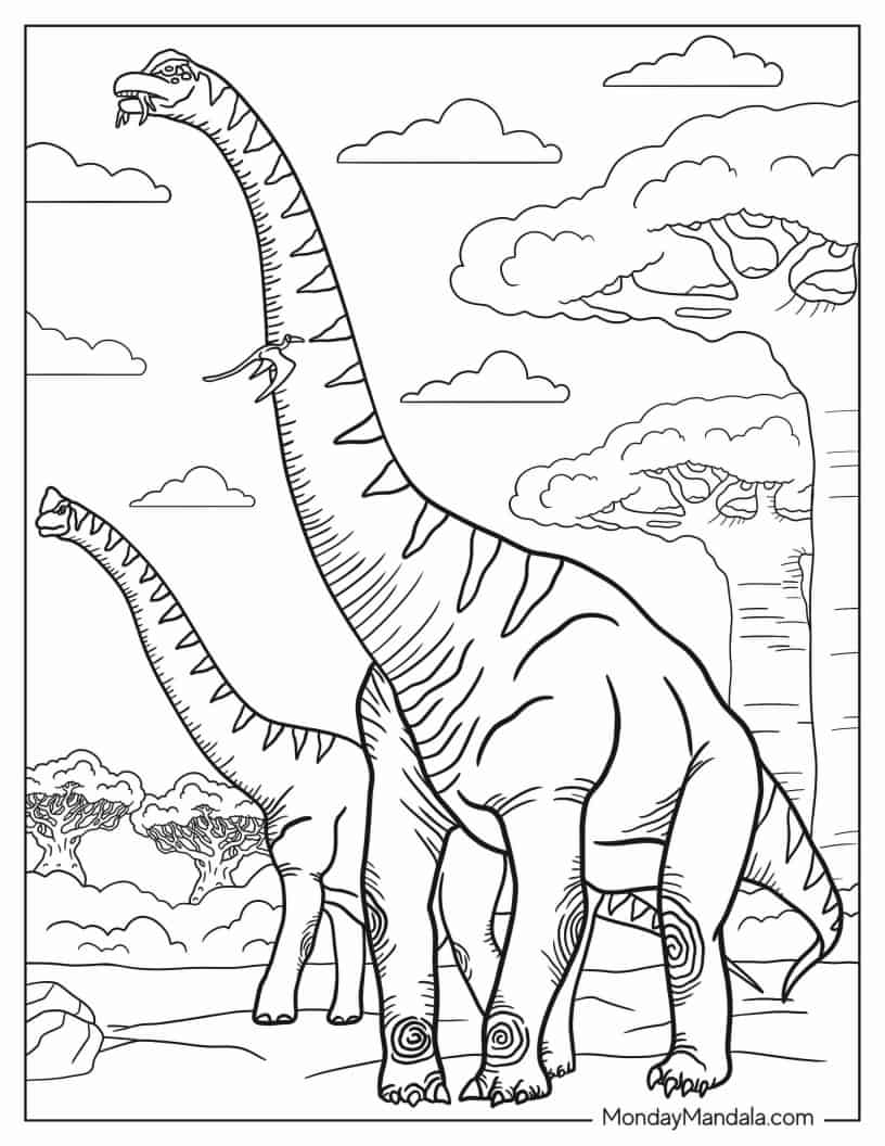 Coloring Page Of Realistic Brachiosaurus coloring page