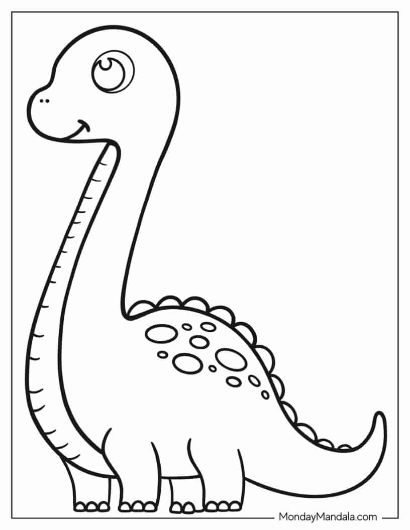 Cute Brachiosaurus Coloring Page For Preschoolers coloring page