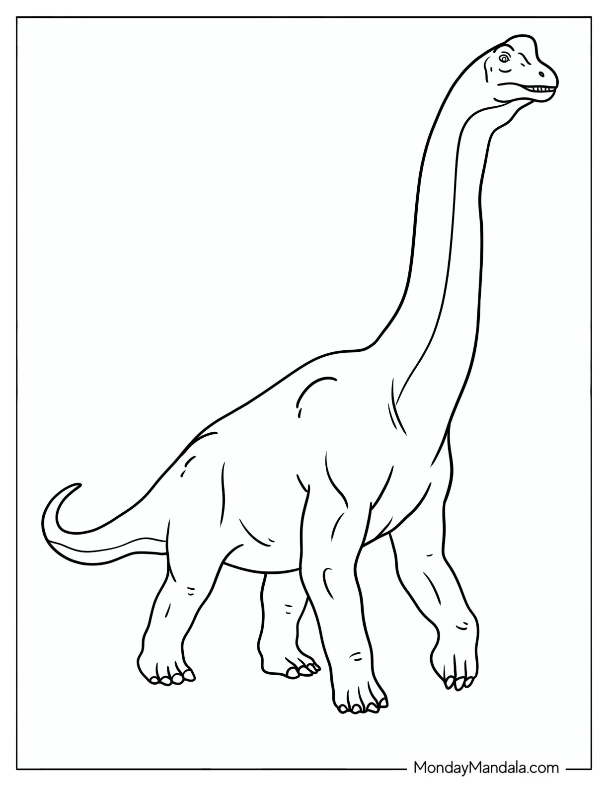 Easy Brachiosaurus Walking Coloring Page for Kids coloring page