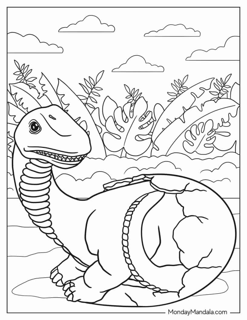 Newly Hatched Brachiosaurus Coloring Sheet coloring page — printable line art