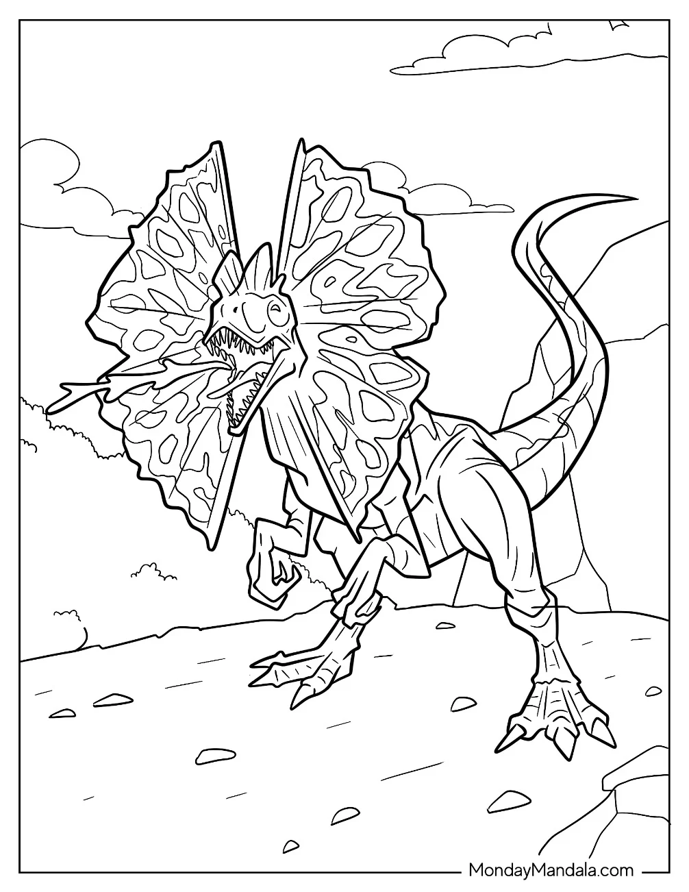 Angry Dilophosaurus Coloring Page coloring page