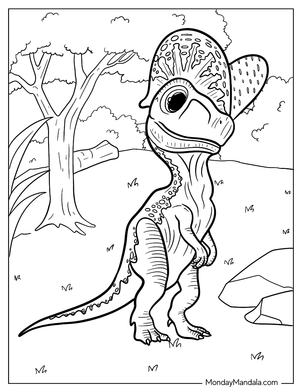 Baby Dilophosaurus Coloring Page With Large Head Crest coloring page