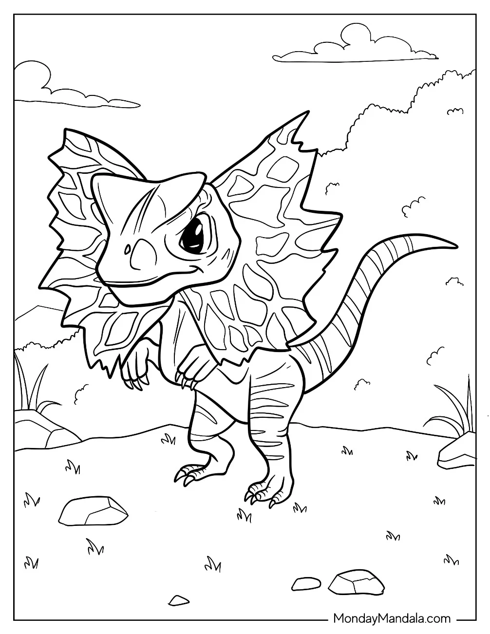 Cute Little Dilophosaurus Coloring Page For Kids coloring page — printable line art