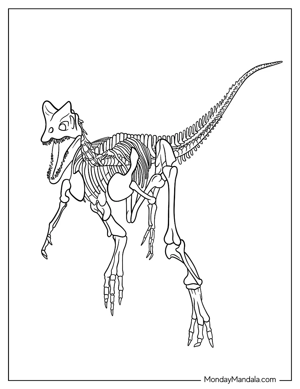 Dilophosaurus Coloring Page Skeleton coloring page