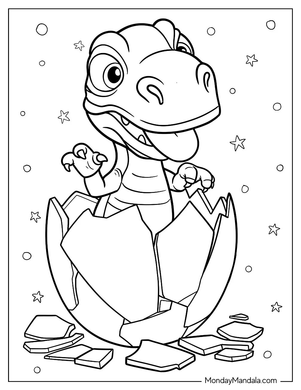 Easy Velociraptor Inside A Cracked Dinosaur Egg Coloring Page For Kids coloring page