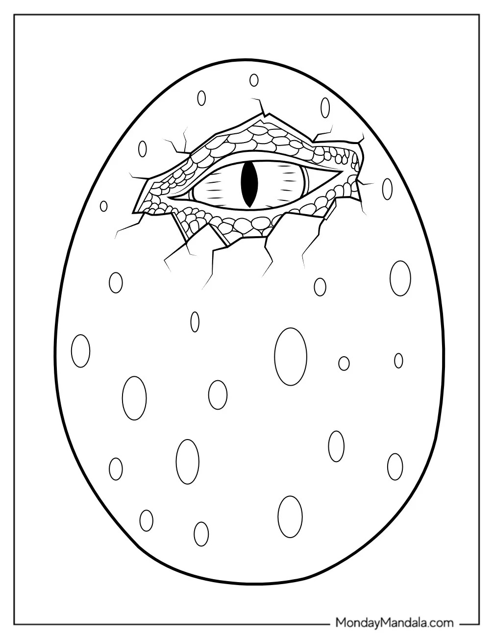 Hatching Dinosaur Egg Coloring Page With A Visible Eye For Kids coloring page
