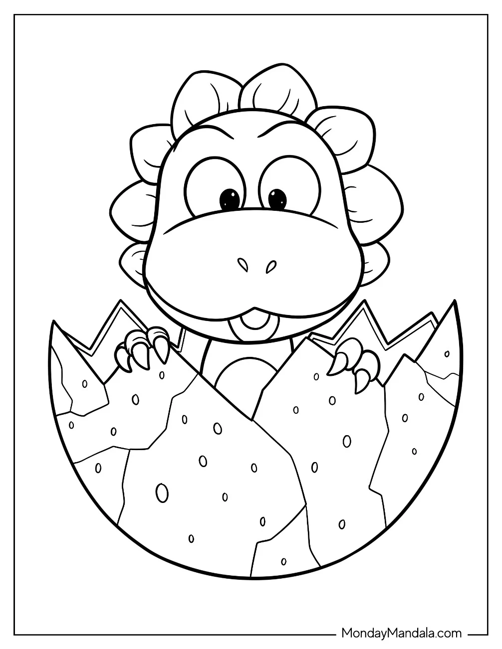 Kawaii Baby Dinosaur Inside A Large Dinosaur Egg Coloring Page coloring page