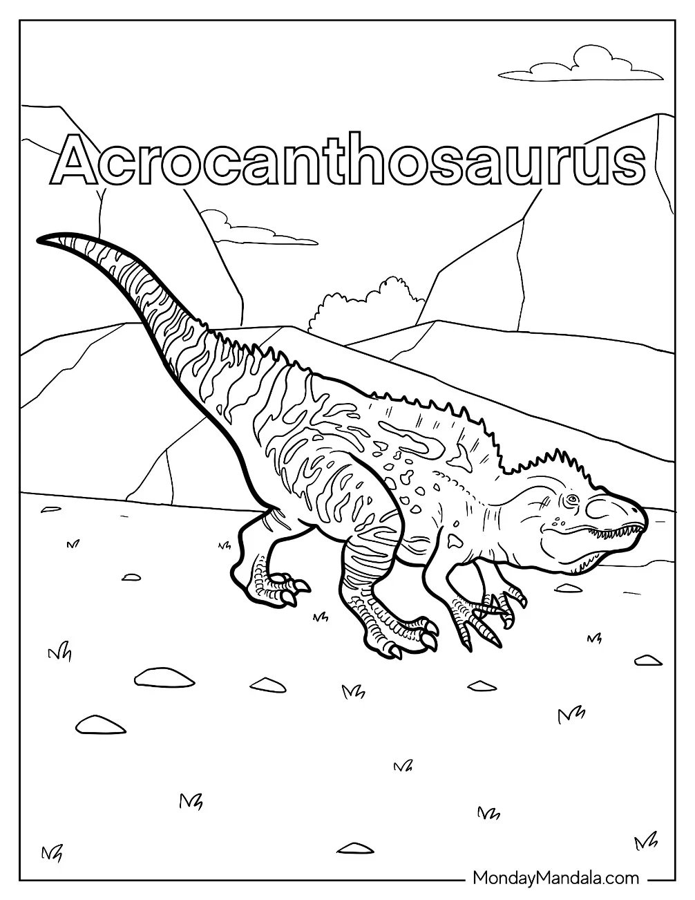 Acrocanthosurus Creeping Around The Mountain coloring page