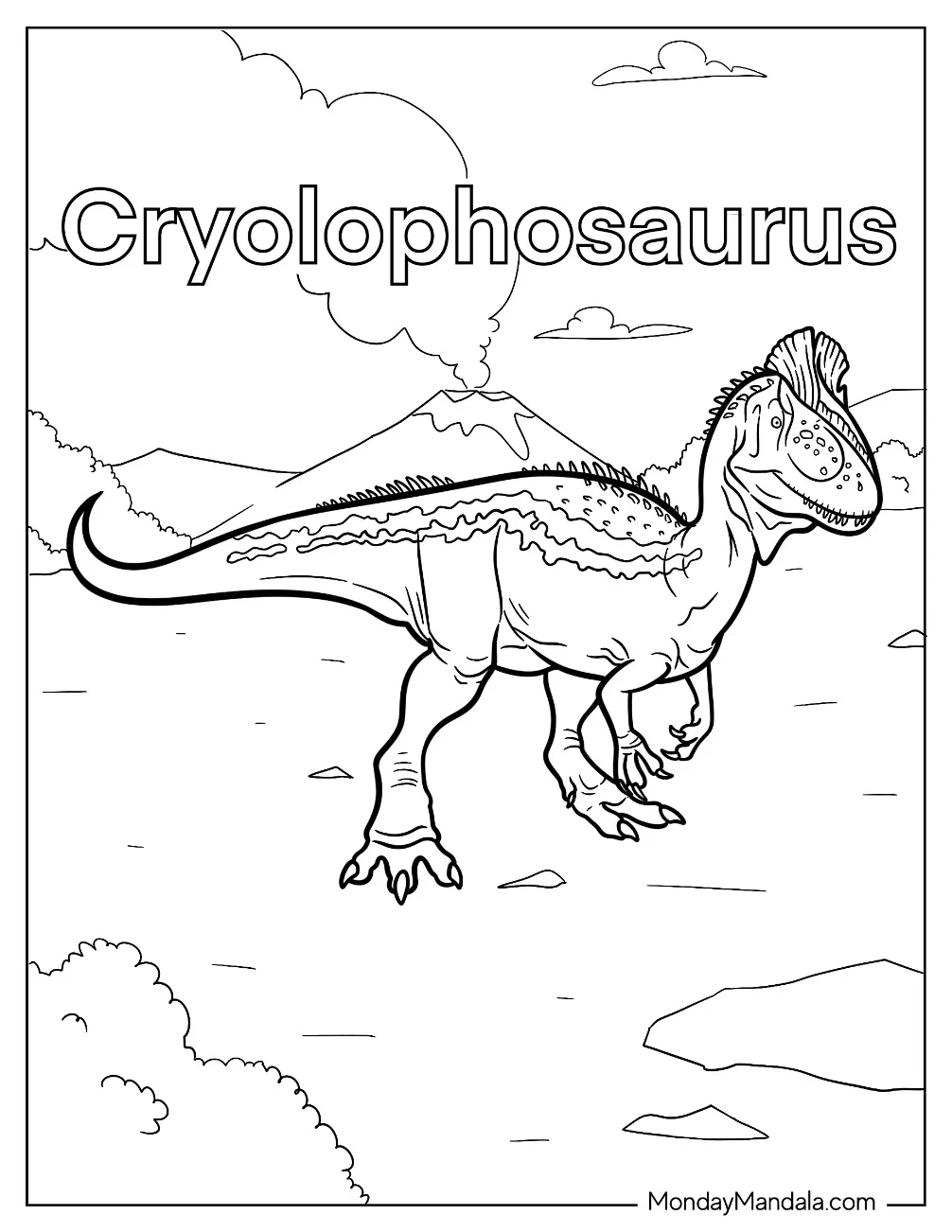 Dinosaur Coloring Page Of Dangerous Cryolophosaurus coloring page