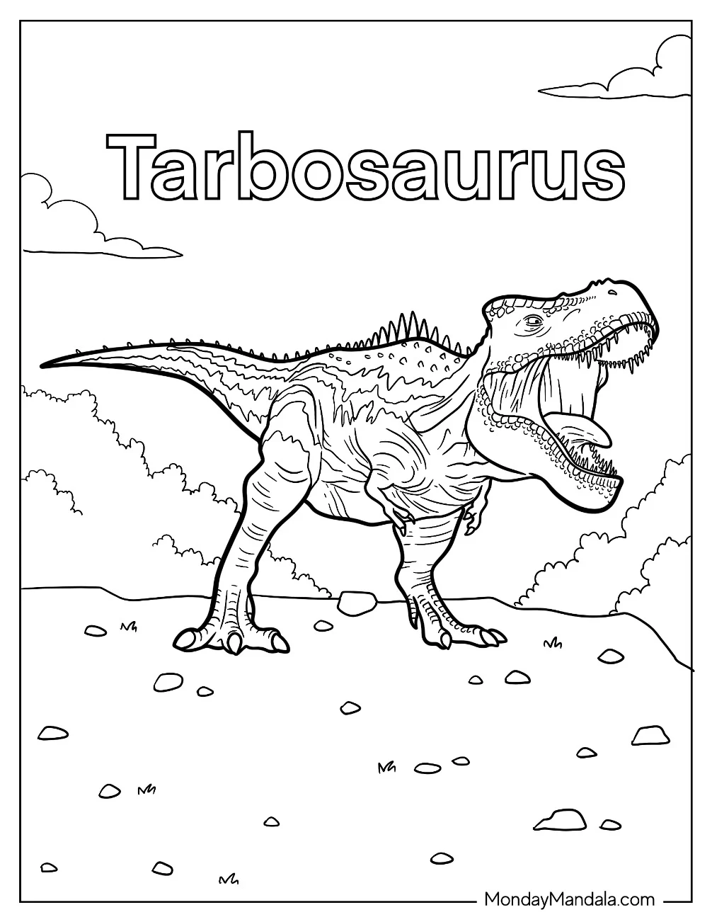 Dinosaur Coloring Page Of Detailed Roaring Tarbosaurus coloring page