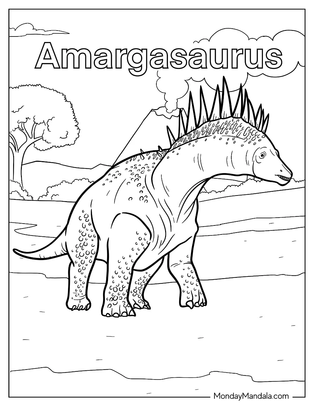 Gentle Amargasaurus Coloring Sheet For Kids coloring page