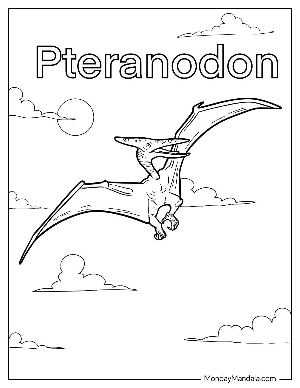 Pteranodon Flying In The Sky Coloring Sheet coloring page