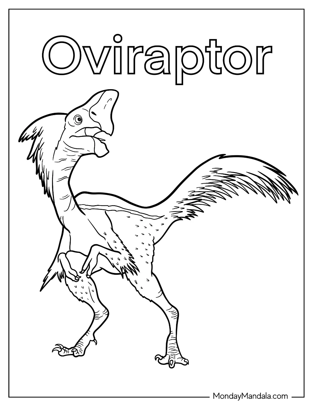 Running Oviraptor Coloring Sheet For Kids coloring page
