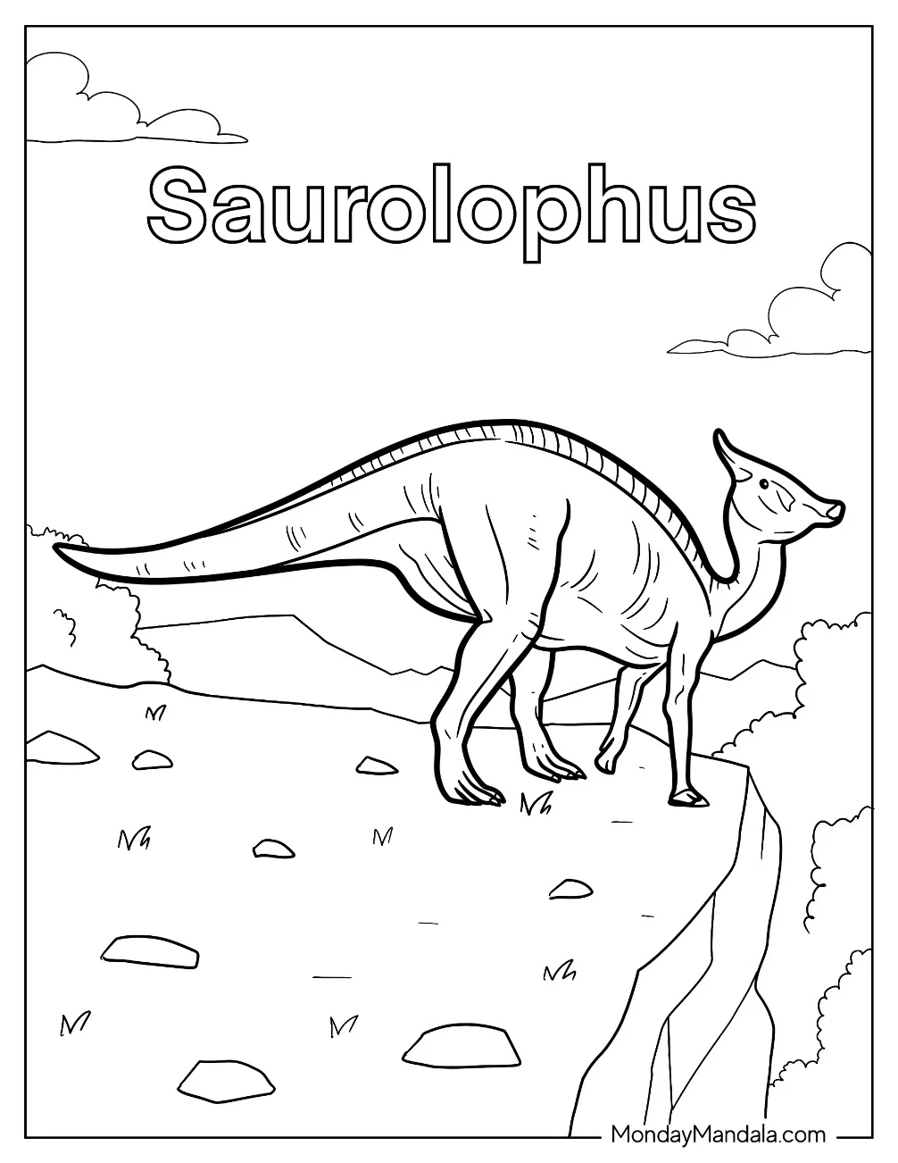 Simple Saurolophus Coloring Page For Kids coloring page