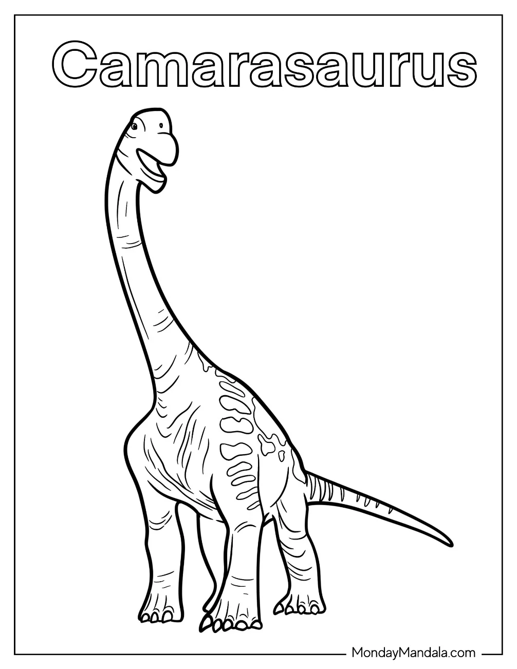 Smiling Camarasaurus Coloring Page For Kids coloring page — printable line art
