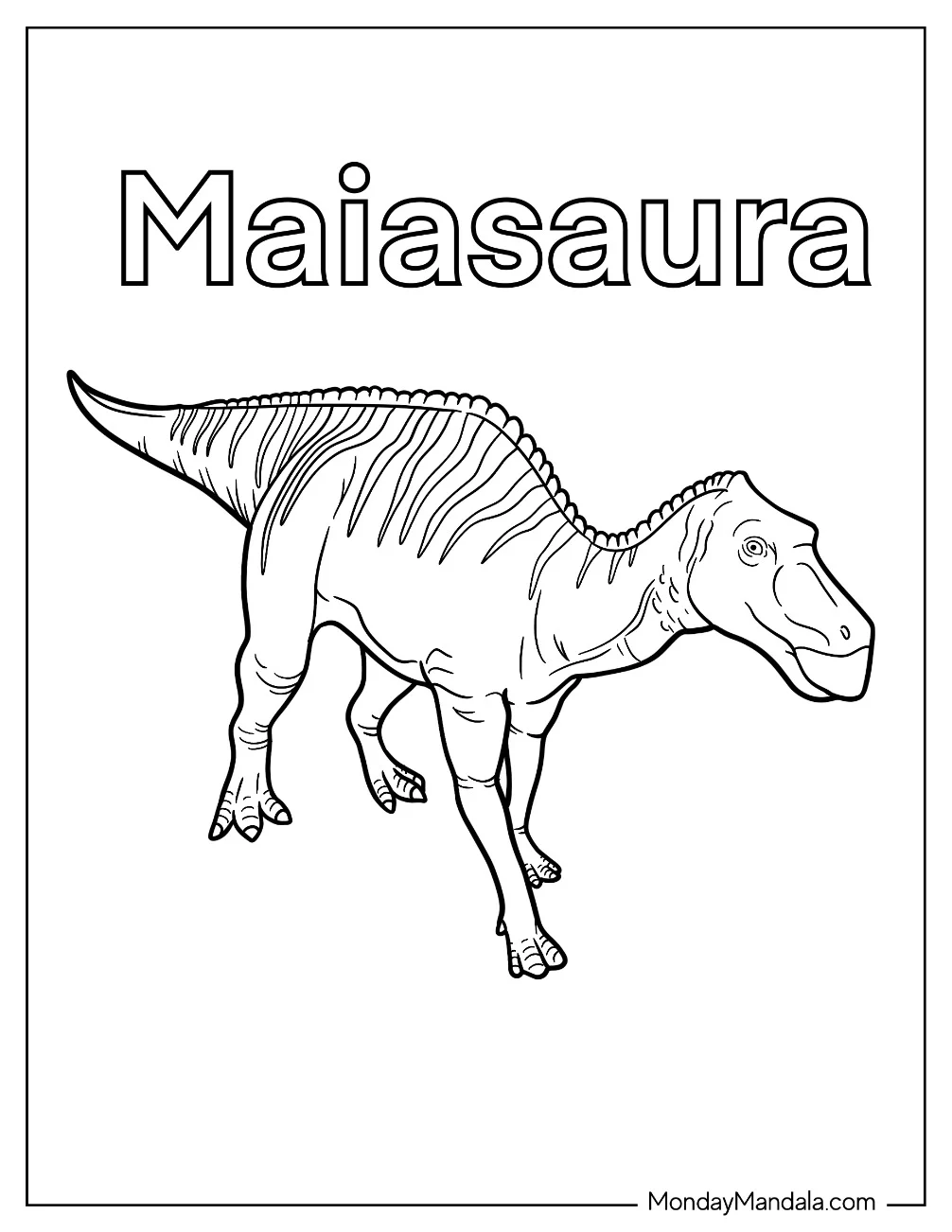Striped Maiasaura Coloring Page For Kids coloring page — printable line art