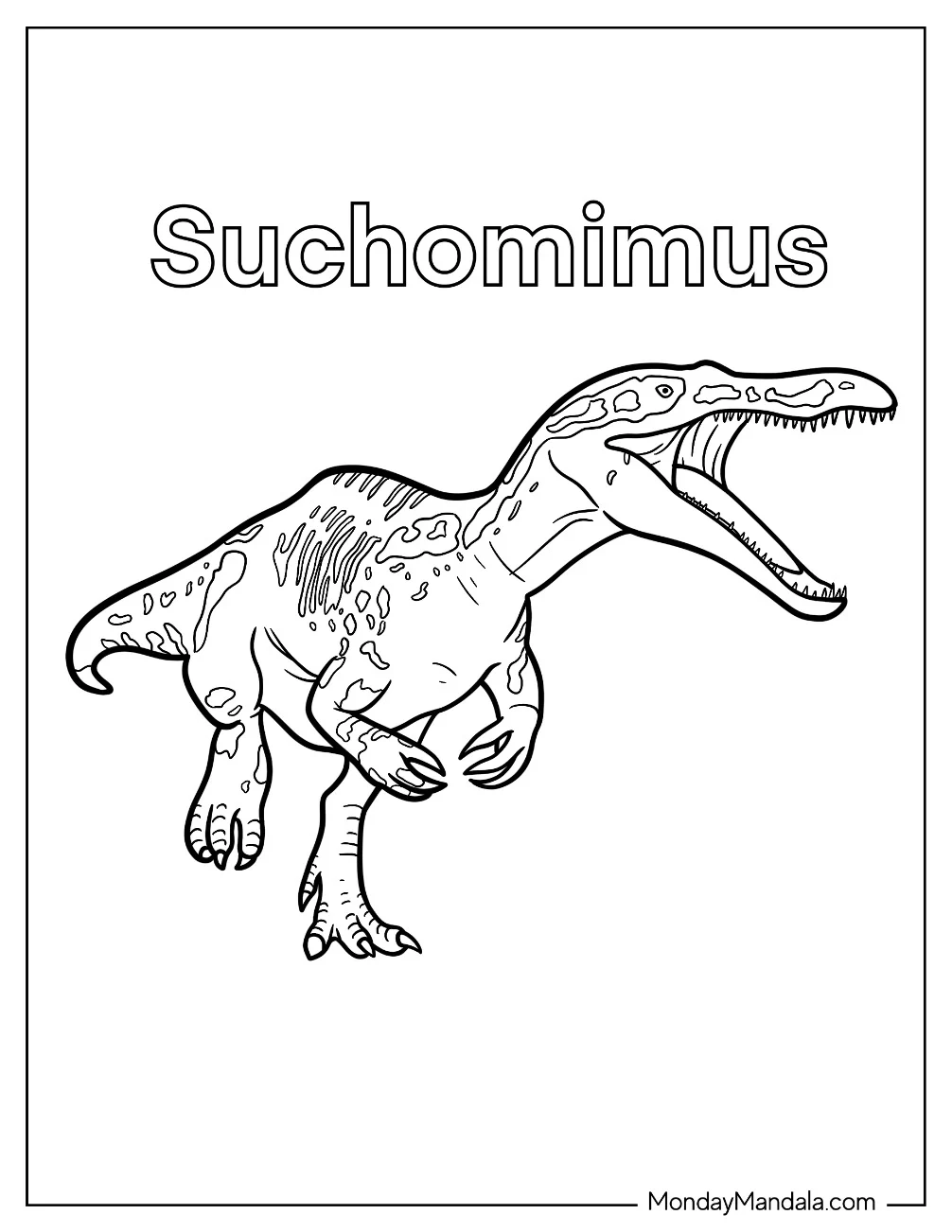 Suchomimus Roaring And Running Coloring Page coloring page