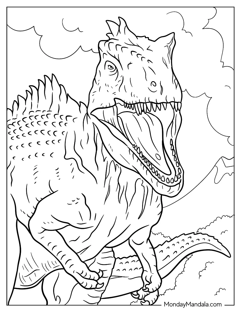 Close Up Of Scary Gigantosaurus Coloring Page coloring page