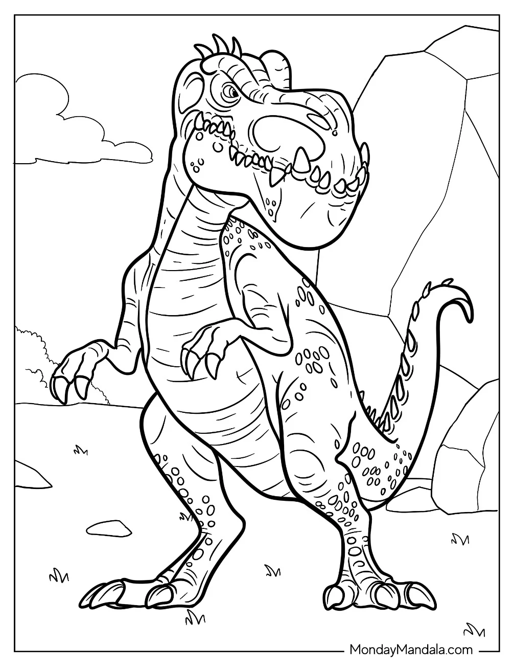 Large Cartoon Gigantosaurus Coloring Page For Kids coloring page