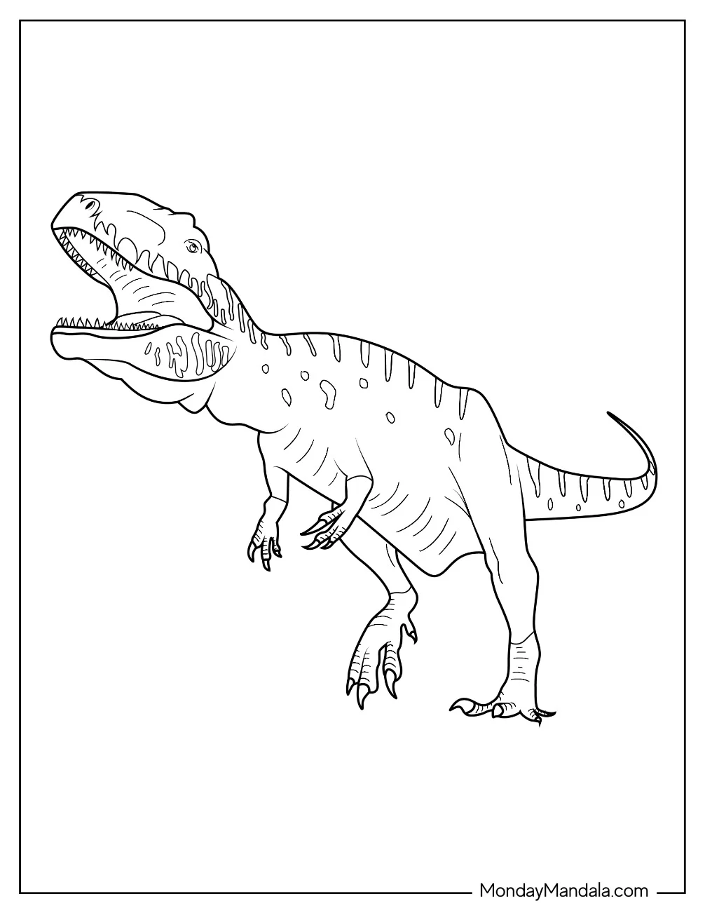 Simple Outline Of A Realistic Gigantosaurus Coloring Page coloring page