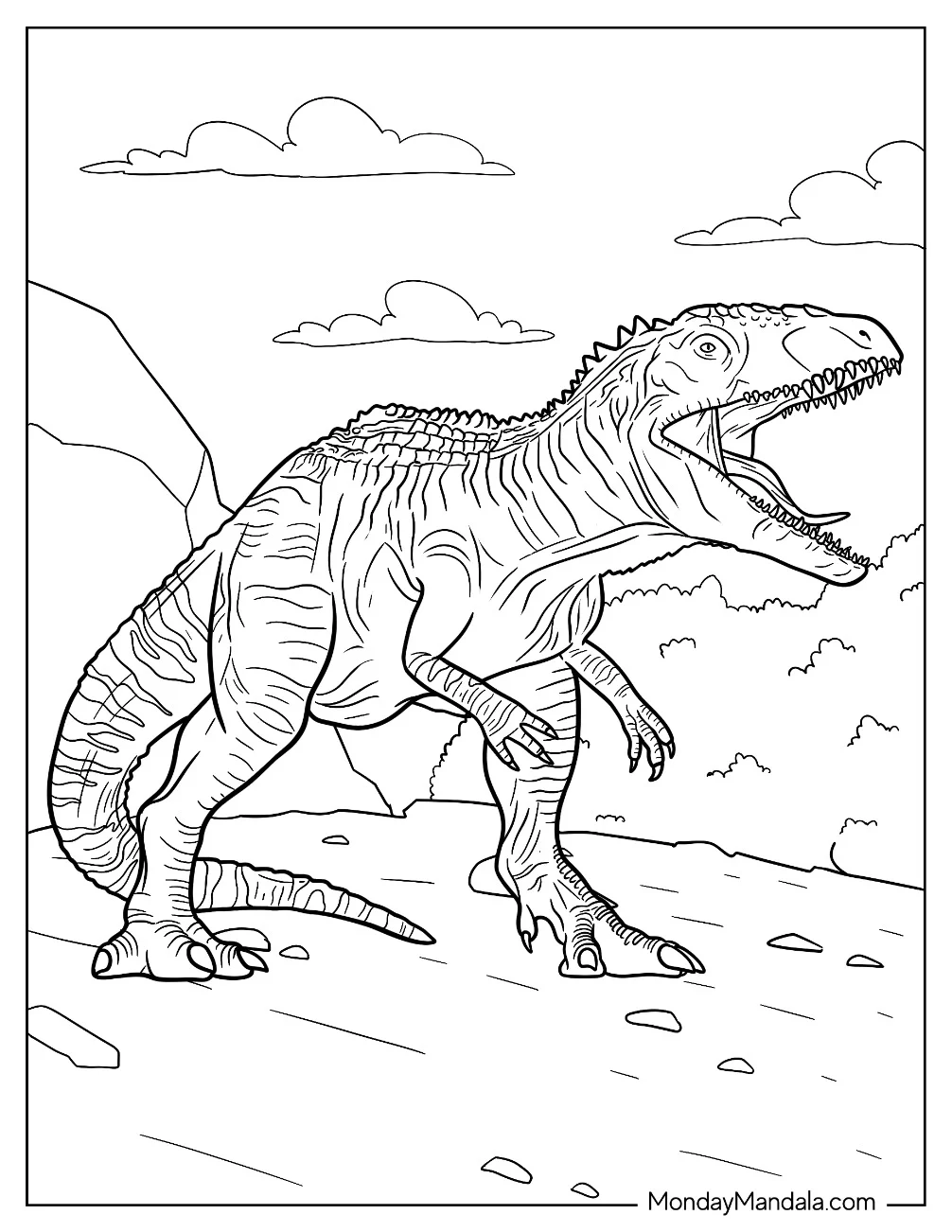 Terrifying Gigantosaurus Coloring Page With Scaly Skin coloring page