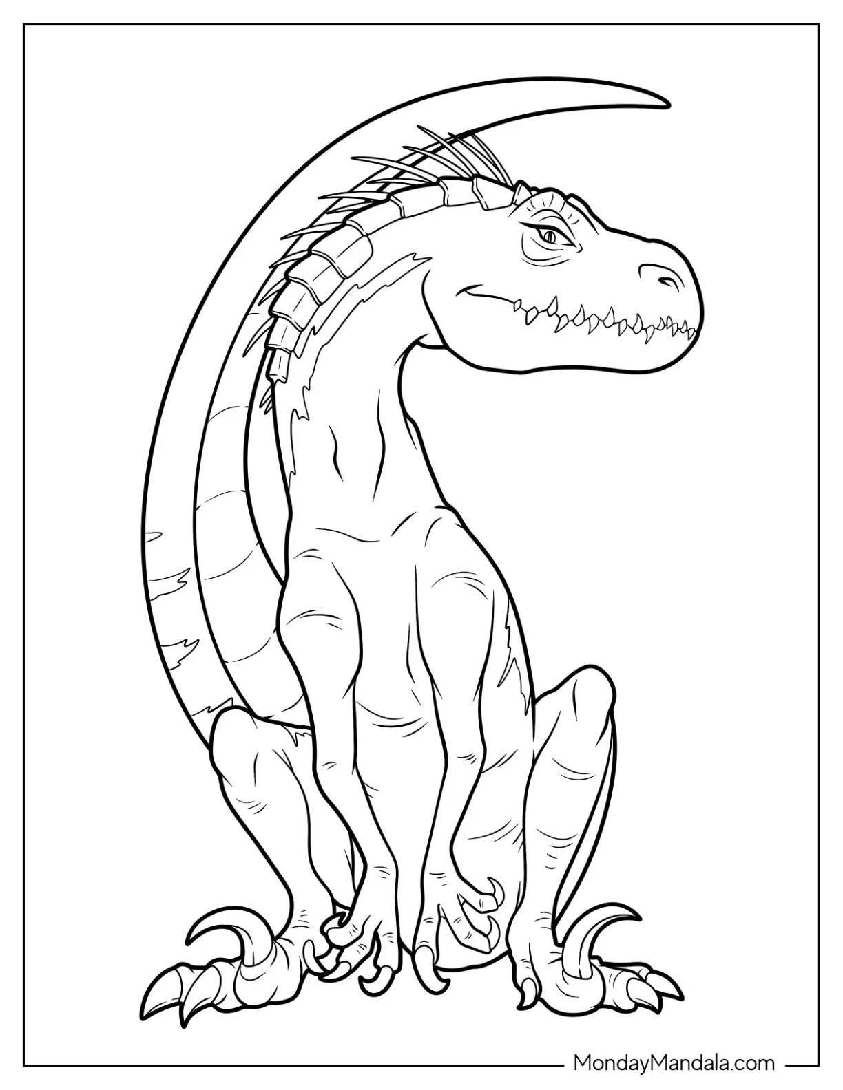 Cute Indominus Rex Coloring Page Sitting For Preschoolers coloring page