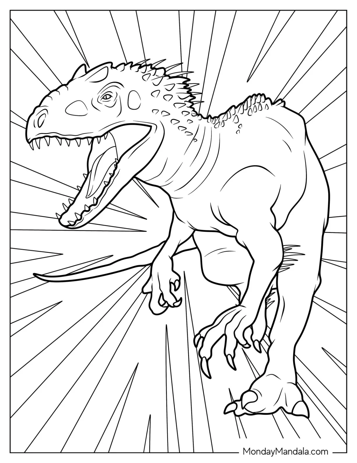 Simple Indominus Rex Coloring Page Running coloring page — printable line art