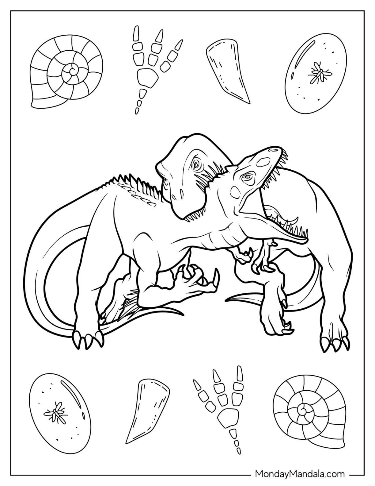 Tyrannosaurus Rex Fighting The Indominus Rex Coloring Page coloring page