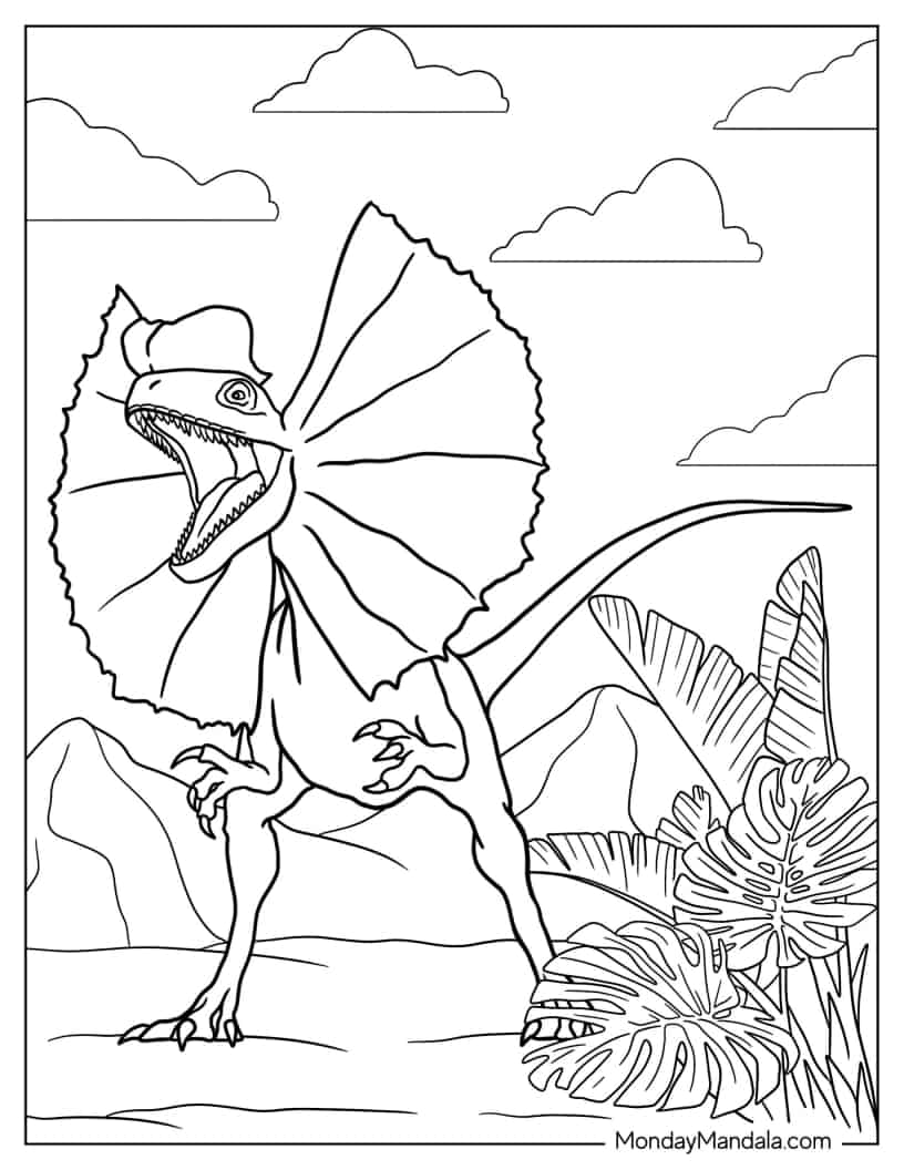 Dilophosaurus Dinosaur From Jurassic Park coloring page