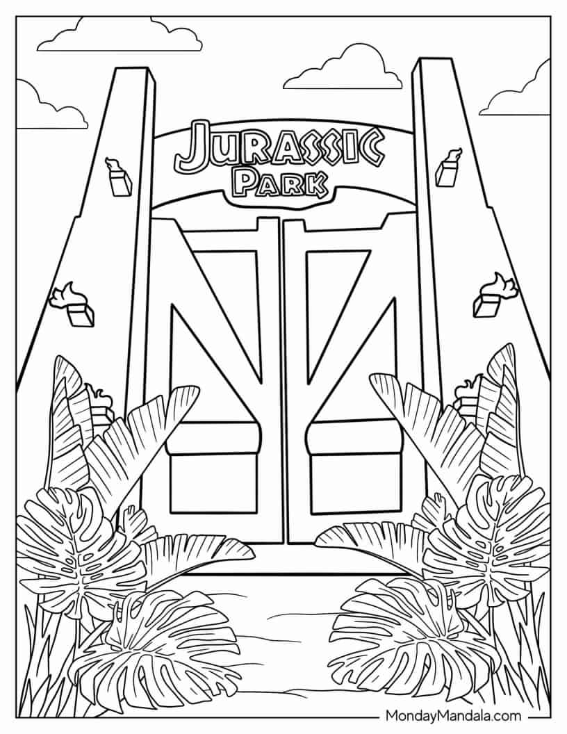Jurassic Park Gate Coloring Page coloring page