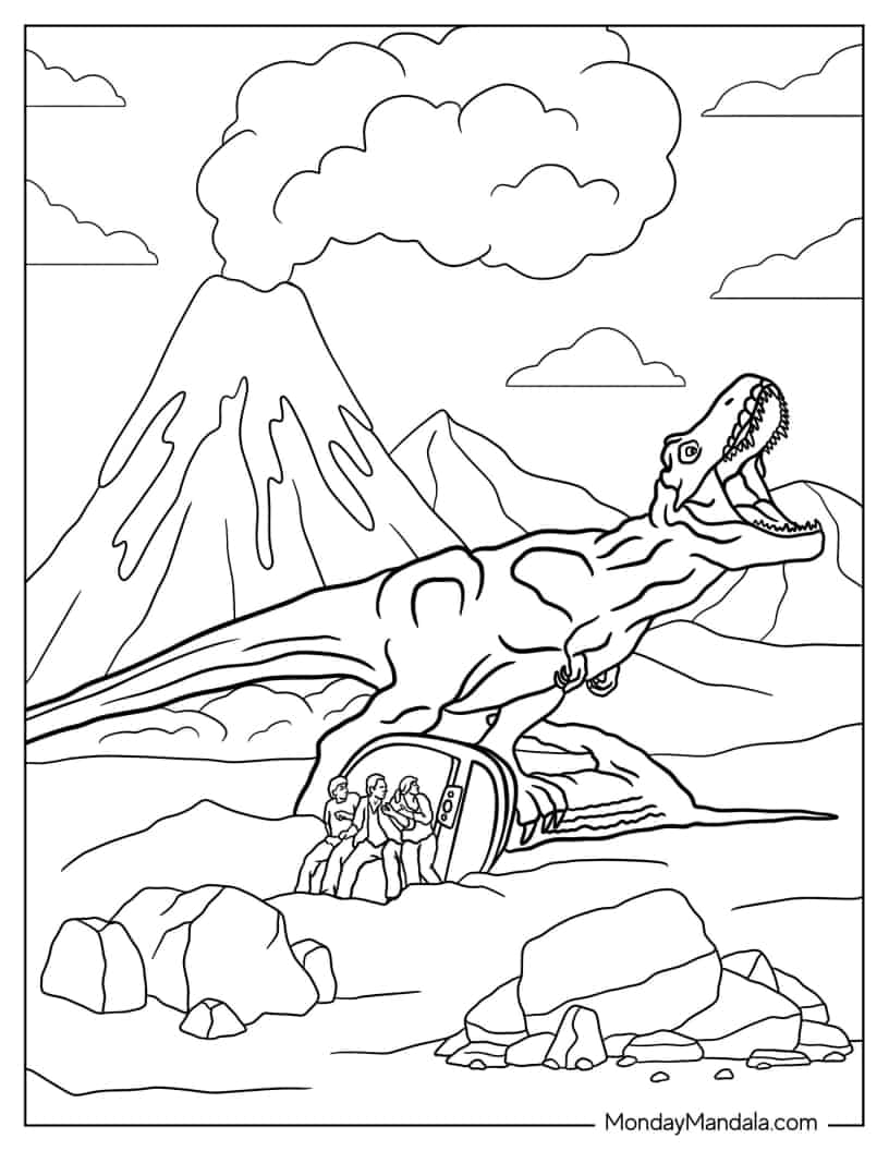 Large T-Rex From Jurassic World To Color coloring page